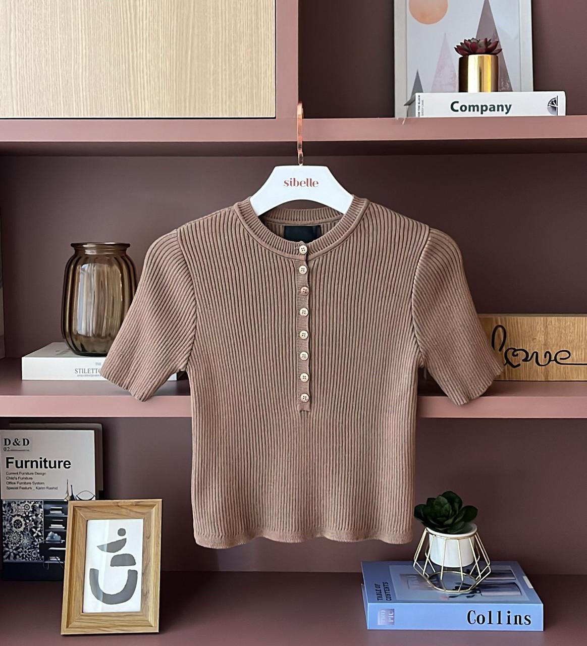 Blusa Yani Tricot Canelado Cropped - Imagem 2