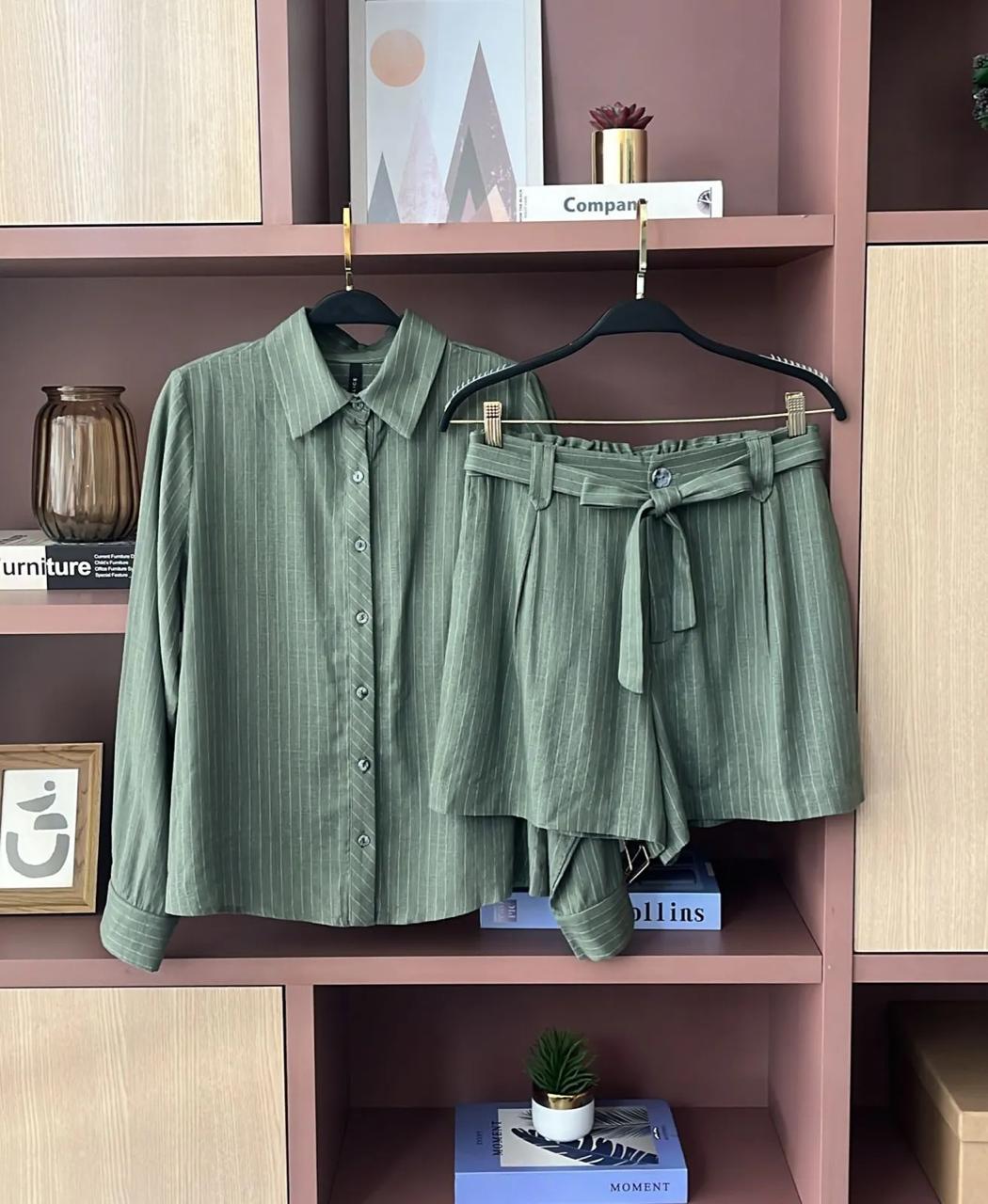 Conjunto Fernanda Viscolinho Risca De Giz - Imagem 4